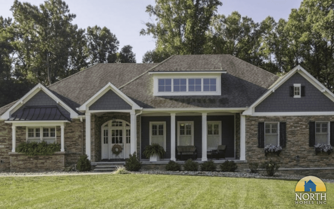 Blue ranch-style custom house exterior